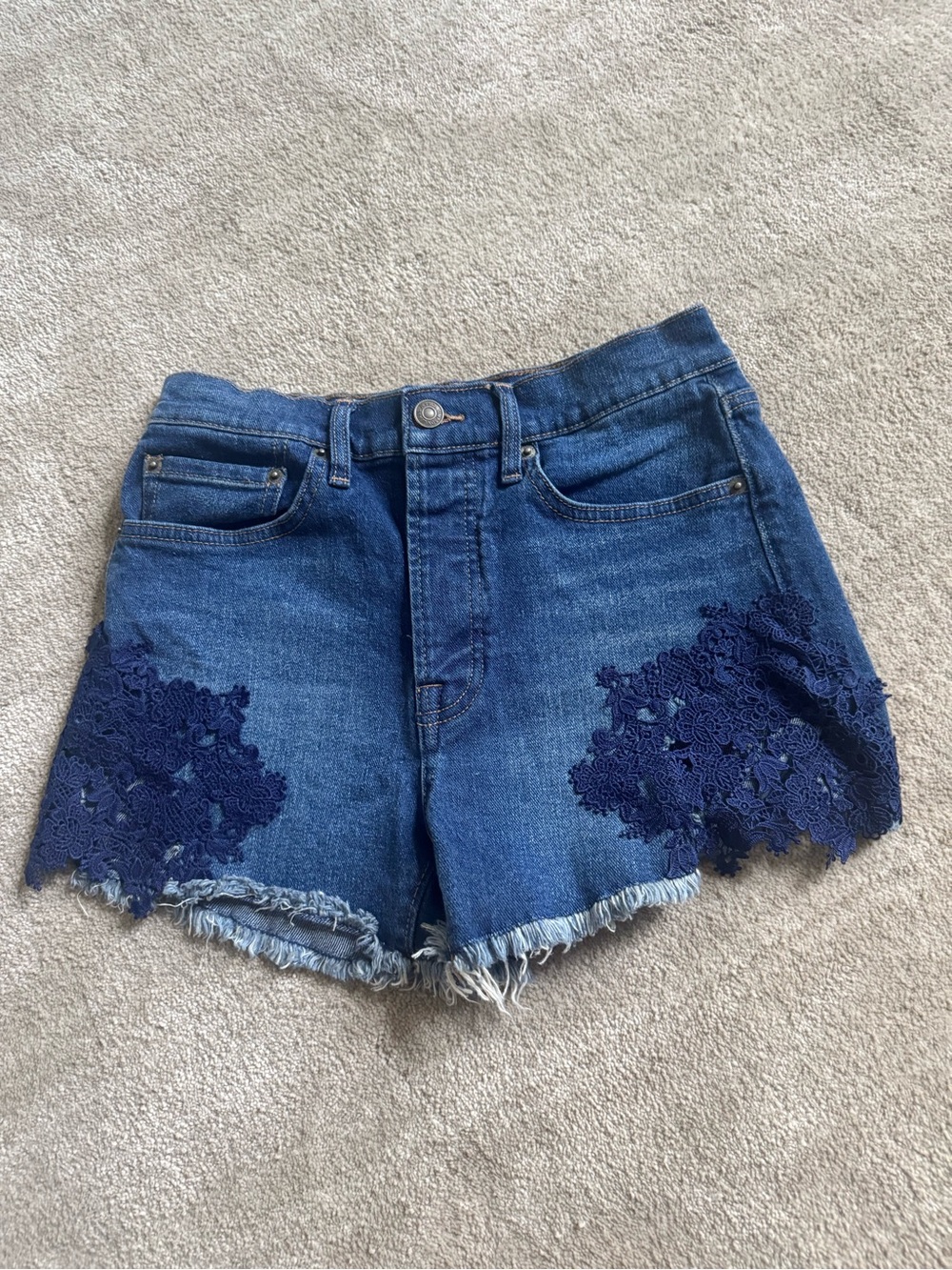 Jessica Simpson Dark Blue Denim Shorts with Navy Lace